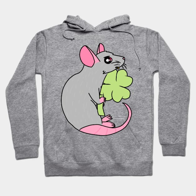 Lucky Clover Rat (Full Color Version 1) Hoodie by Rad Rat Studios